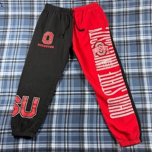 Mitchell & Ness Ohio State Buckeyes Split Red Black Jogger Sweatpants Mens M